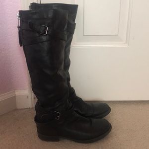 Madden Girl Black Leather Tall Boots